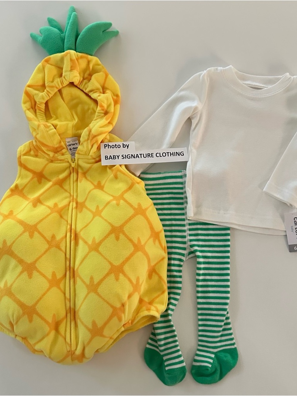Carter's 6-9 Months Baby Pineapple Hooded Costume Halloween 3-Piece Set Tights